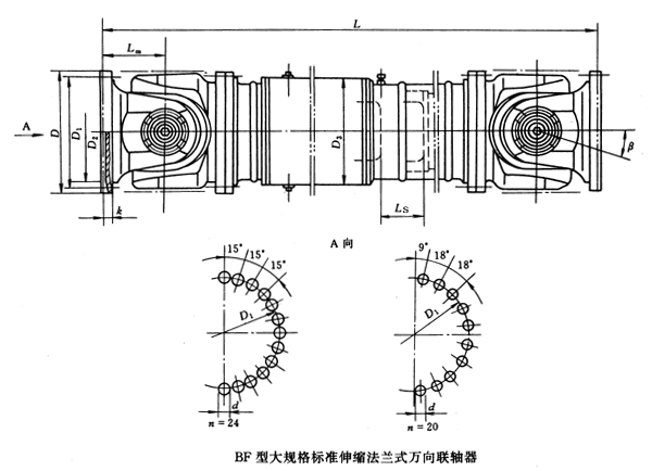 BF型大規(guī)格標(biāo)準(zhǔn)法蘭式萬向聯(lián)軸器(JB/T5513-91)