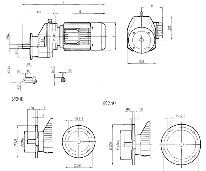 RCXF97..型硬齒輪減速機安裝尺寸圖