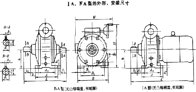 D型行星錐盤(pán)無(wú)級(jí)變速器外型及安裝尺寸