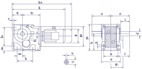QSH系列斜齒-圓錐齒輪減速電機(jī)底腳安裝尺寸