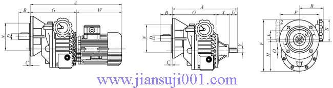 MBNL(F)-C、MBNL(F)Y-C單級齒輪減速機(jī)組合外形及安裝尺寸
