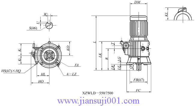 XZWLD系列(立式電動機(jī)直聯(lián)型)外形及安裝尺寸