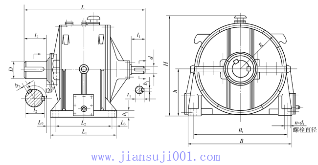 SPA雙排直齒行星減速機外形及其安裝尺寸