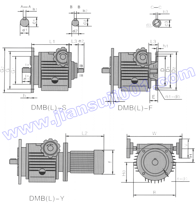 DMBL-立式變速器外型及安裝尺寸圖