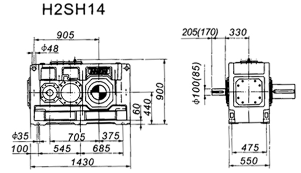 H2SH系列外型及安裝尺寸圖