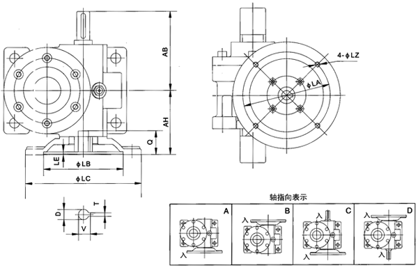 JRSSD系列蝸輪絲桿升降機(jī)安裝尺寸