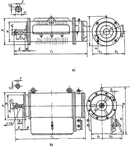 JZF2-H系列船用起貨交流三相異步電動機外形尺寸