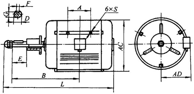 YLZ系列冷卻塔專用三相異步電動(dòng)機(jī)外形安裝尺寸