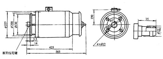 YTZE(YTJE)行走(架設(shè))塔式起重機(jī)用三相異步電動(dòng)機(jī)外形尺寸
