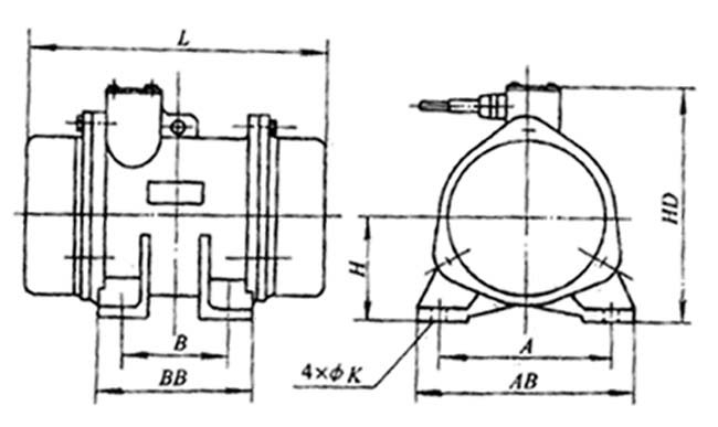 YZO系列振動(dòng)電動(dòng)機(jī)(1~140KN)外形尺寸