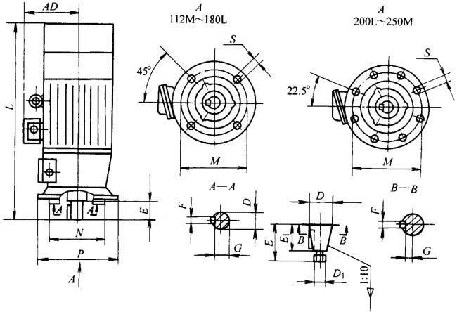 YZRE系列起重及冶金用繞線轉(zhuǎn)子制凍三相異步電動機外形尺寸